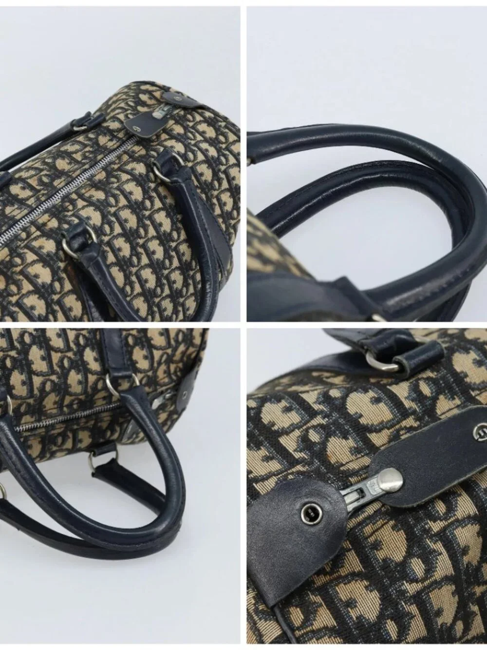 Christian Dior Trotter Canvas Boston Bag Navy Silver Auth ARZ339 - Picture 14 of 16